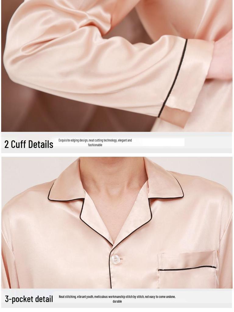 Silk Couple Pajama Set: Spring & Autumn, Long Sleeve, Plus Size, Casual Homewear for Men & Women