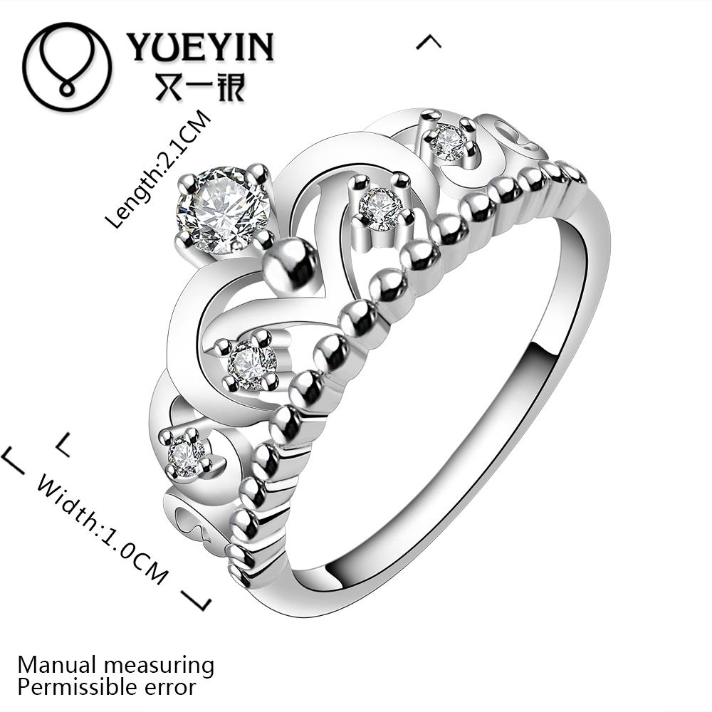 Copper Plated Crown Shaped Ring For Women Shiny Stones For Wedding Engagement Ring For Bridal Couple Jewelry For Lovers Mr168