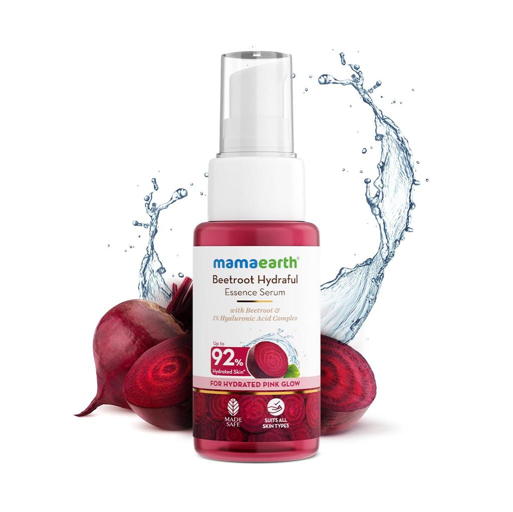 Mamaearth Beetroot Hydraful Essence Serum 50ml For Hydrated Glow With Hyaluronic Acid & Beetroot Extract | Plump Smooth Skin
