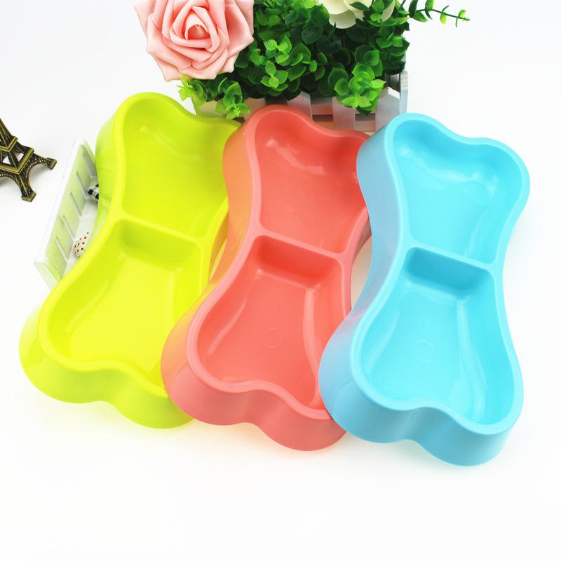 

Pet Double Bowl, Dog Bowl, Dog Basin Plastic Pet Bowl Dog Bone Shape Dog Double Bowl, 2-in-1 Pet Food Bowl size 24.3 * 12.5 * 3.5CM синій
