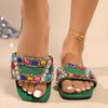 Women Slippers Fairy Style Home Shoes Casual Fashionable Versatile Rhinestone Sandals Summer New Flat Slippers Slides Women