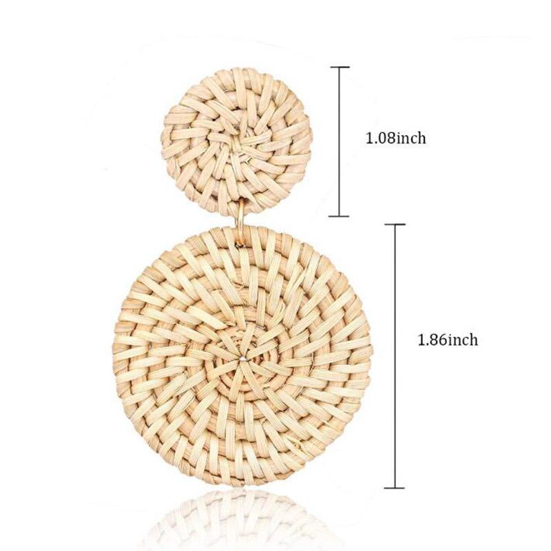 Geometric Drop Korean Dangle Earrings For Women Girls Oversize Round Rattan Knit New Style Jewelry Summer Beach Accessories