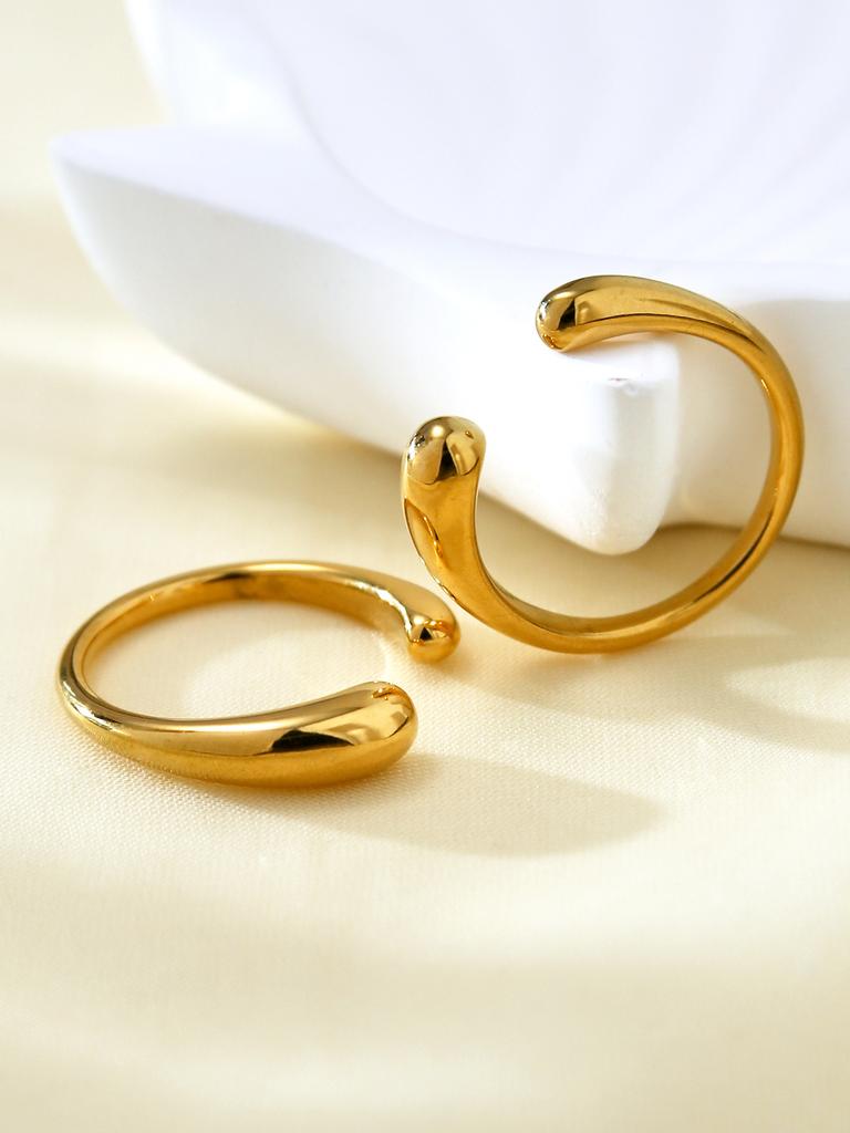 Western Simple Fashion Niche Temperament Stainless Steel 18K Gold-Plated Geometric Pattern Single Ring Open Ring Female