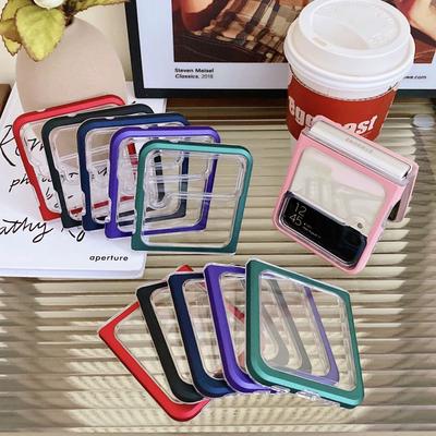 Für Samsung Galaxy Z Flip 4 Hülle Farbe Rand Transparent Hart Rückseite Für Samsung Z Flip 3 5g Zflip4 Stoßfest Faltbare Hülle
