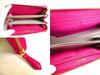 Authentic FENDI Zucca Khaki Canvas Shocking Pink Leather Round Zip Long Wallet #a221  Refurbished