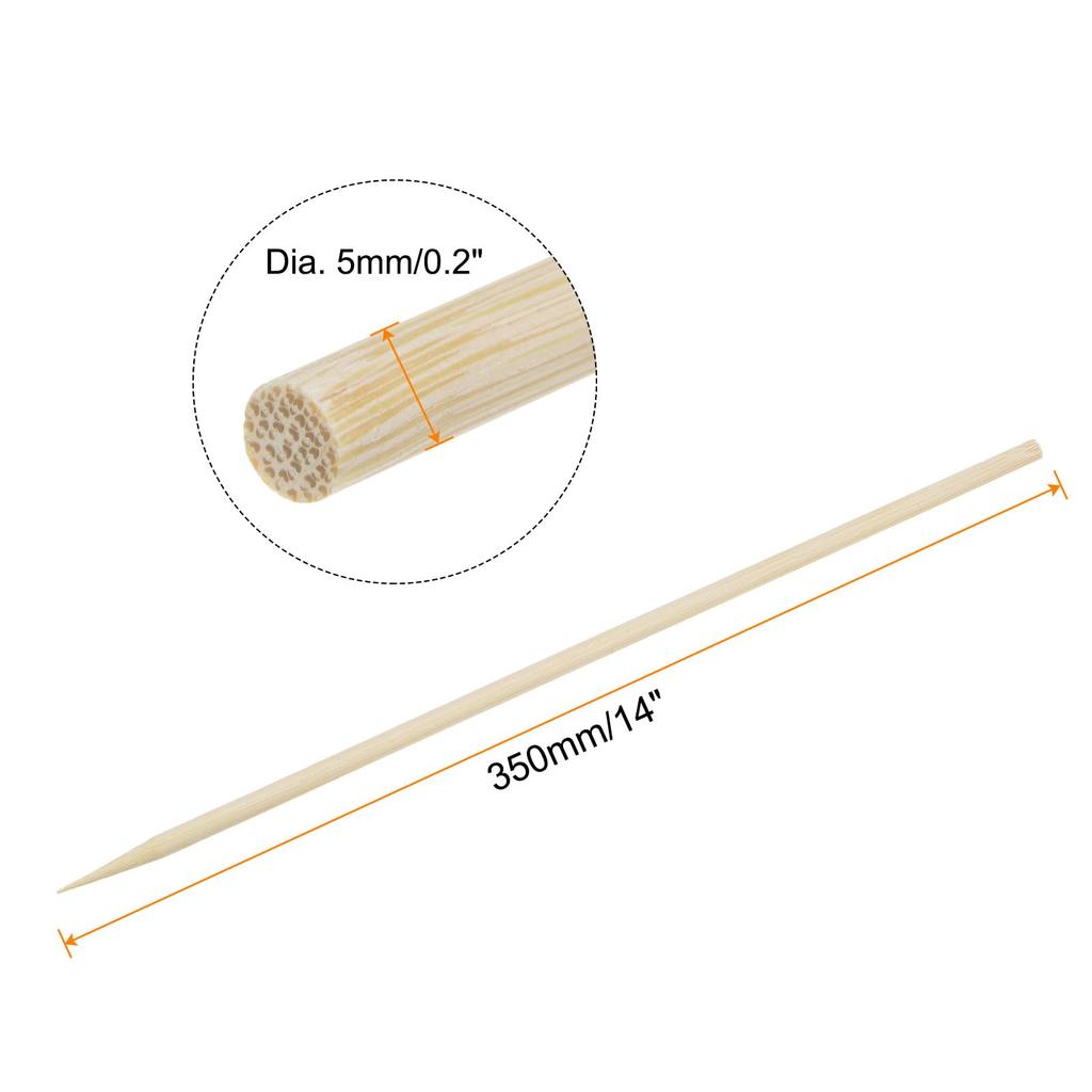 Uxcell 200-Piece Bamboo Skewers, 12" 5mm Diameter, Natural Wood Cocktail Picks for BBQ, Appetizers, Grilling, and Fruit