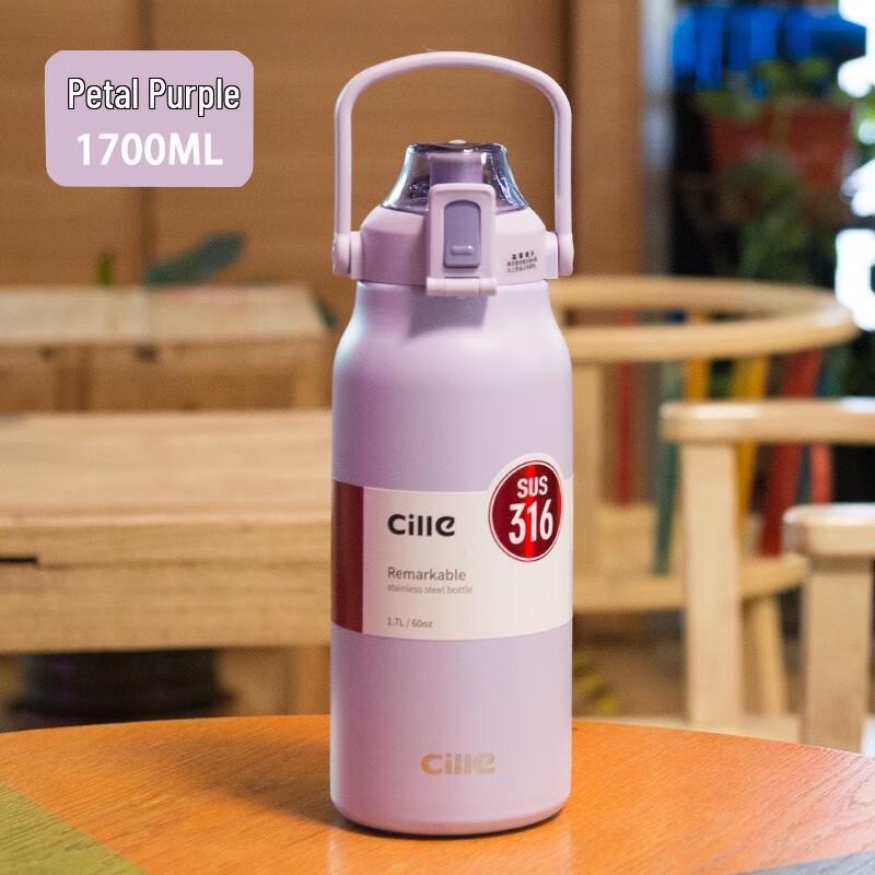 Cille Active Flip-Top Insulated Stainless Steel Straw Sport Bottle