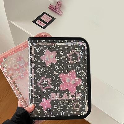 PVC desky 6 kroužkové se zipem a lemováním Průhledný úložný album na karty, fotografie, dokumenty, deník, scrapbooking, ruční práce, sbírku