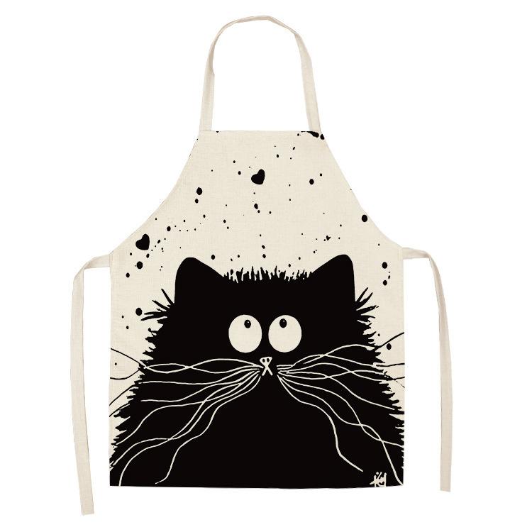 unframed 1 Pcs Cute Cat Pattern Kitchen Apron For Women Bibs Household Cleaning Pinafore Home Cooking Aprons Chef Apron For Man