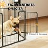 6-Panel Modular Dog Enclosure, 80x1.5x60 cm, Dark Grey Steel, with Entrance Door