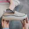 Fashion GKTINOO Women Sneakers Big Size 2025 Spring New Genuine Leather Loafers Hollow Out Women Casual Slip-On Women's Nurse Shoes