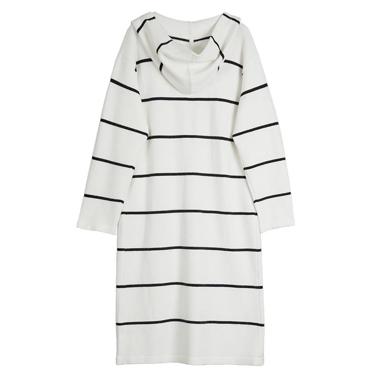 ELLE Striped Hooded Long Sleeve Sweater Women sweater EM49543