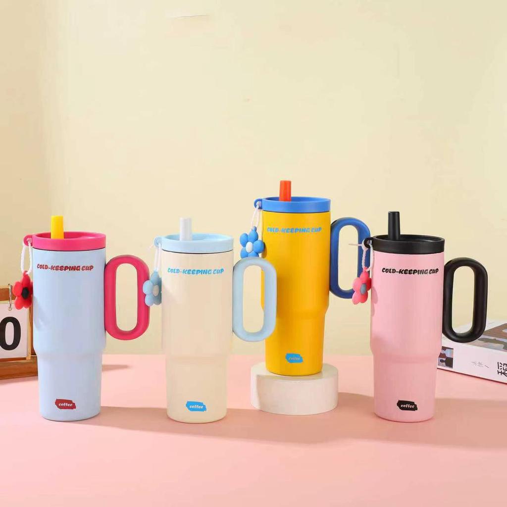 Tazza Termica con Cannuccia in Acciaio Inossidabile 316, Design Cartone Animato, Grande Capacità, Ice Buster