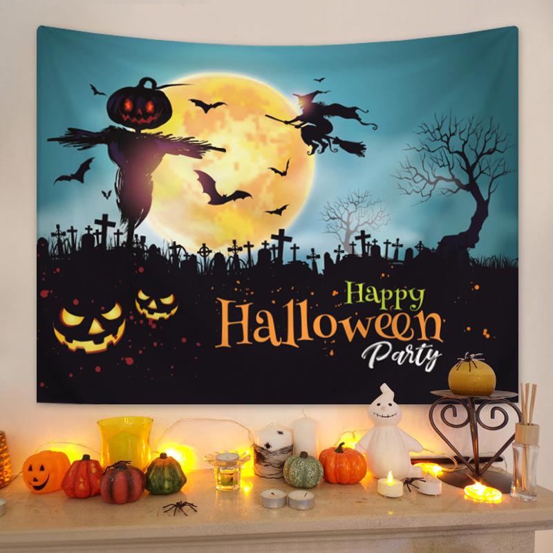 Halloween Horror Moon digitalprinted polyester tapestries living rooms bedrooms macrame wall hanging room decor aesthetic