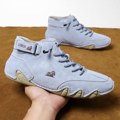 Stylish High-top Boots Men's Casual Booties Designer Soft Flats Breathable Moccasins Flats Drive Shoes Leather Sneakers
