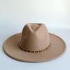 Yellow Fashion Fedora Hat With Colorful Chain 9.5Cm Wide Brim Hat For Women Winter Men'S Hat Cowboy Felt Hat  Sombreros