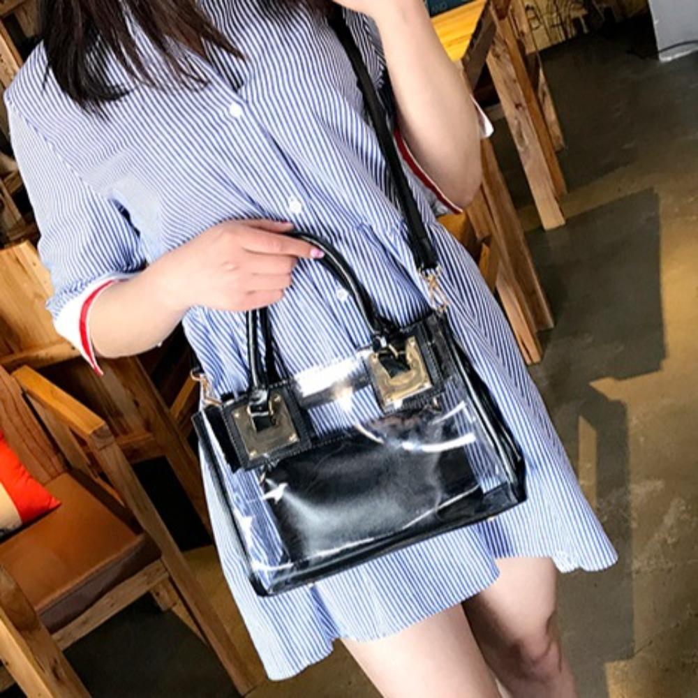 Casual Summer Clear Totes Bags Transparent PVC Women Handbags Clutch Purse Crossbody Shoulder Messenger Bag Travel