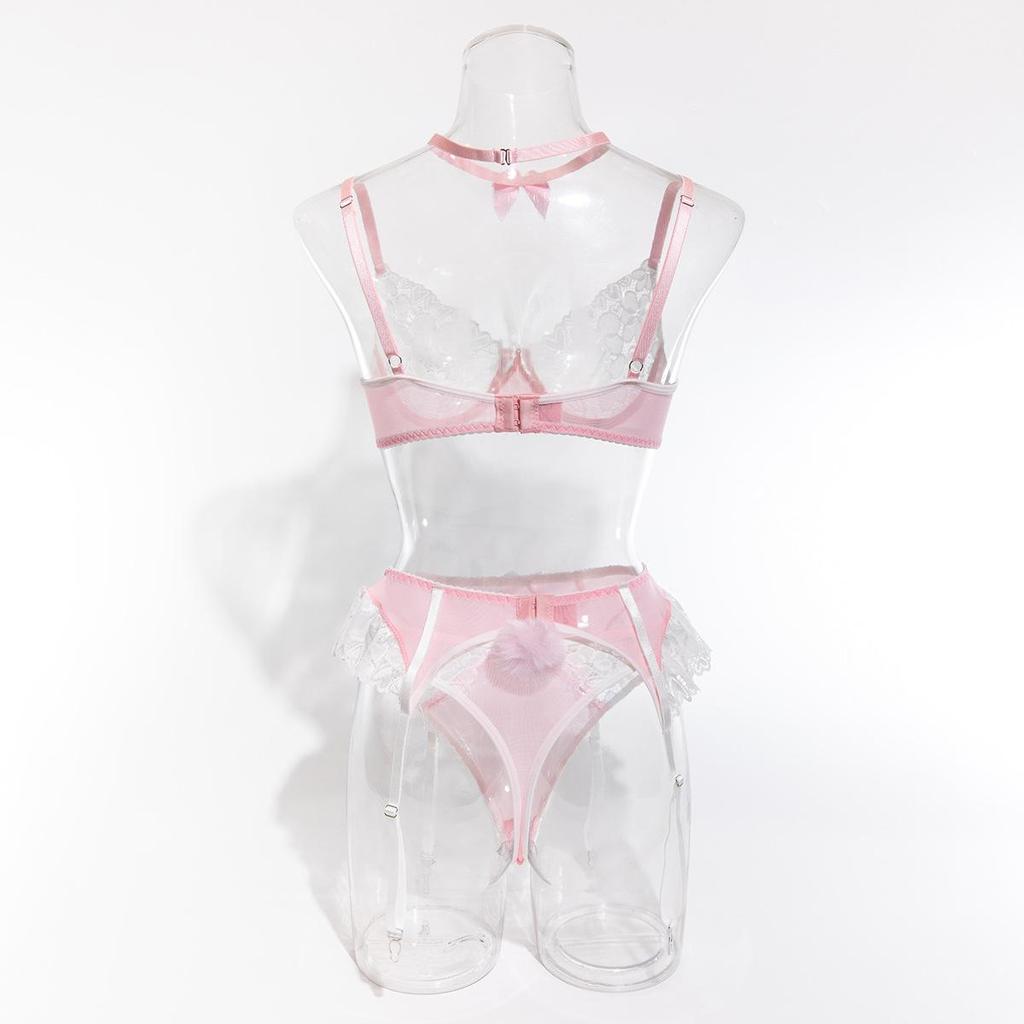 Sexy European & American Lace Mesh Nurse Costume Lingerie Set
