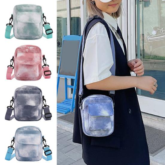Canvas Crossbody Bag Tie-Dye Pattern Shoulder Bag with Adjustable Shoulder Strap Phone