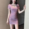 Spicy Girl Style: Hollow-Out Pleated Waist-Cinching Dress - Slim Fit Summer Date Dress