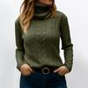 Women's Fashionable Solid Color High Neck Long Sleeved Sweater Pullover Sweater Top