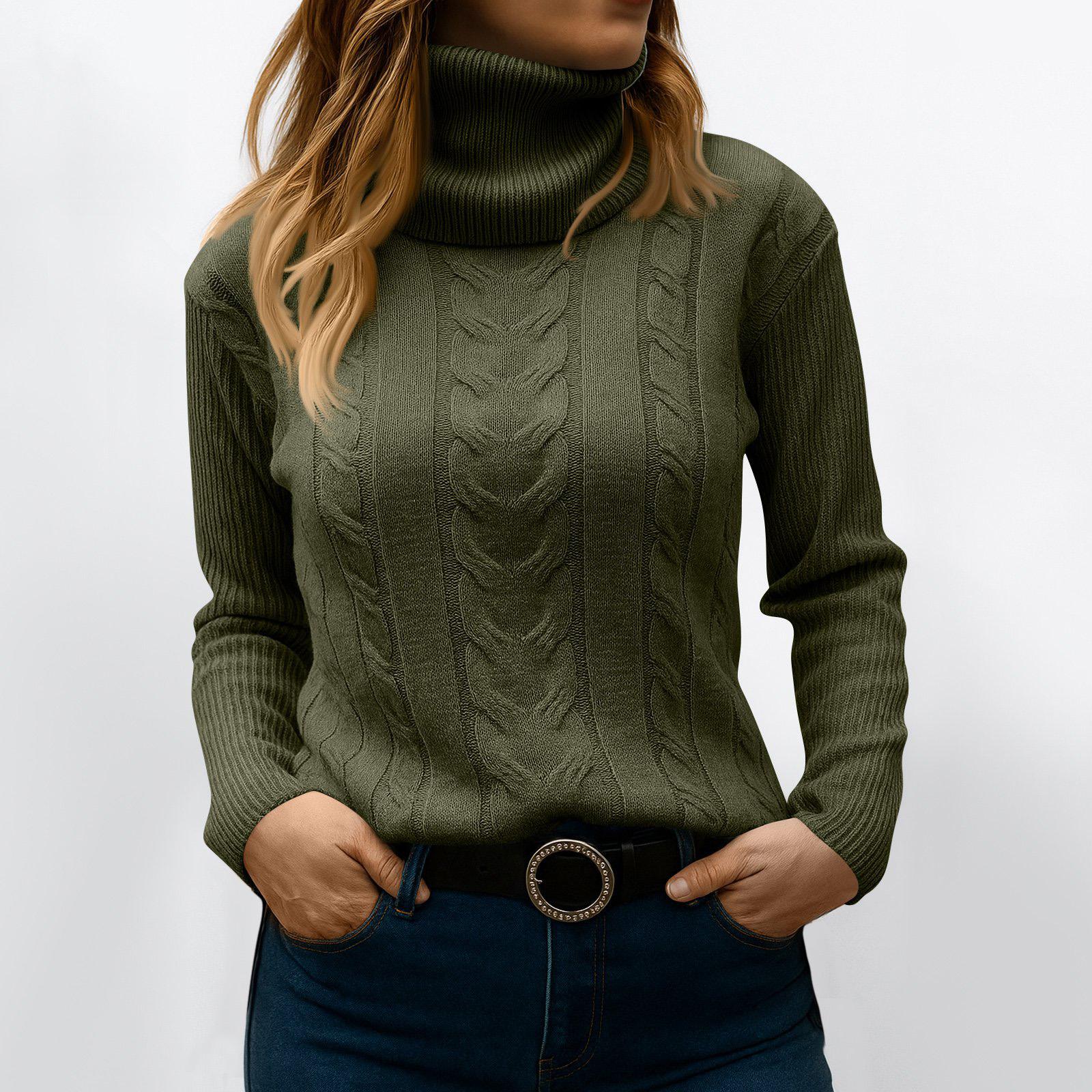 

Женский модный однотонный свитер с высоким воротом и длинными рукавами, пуловер, топ L