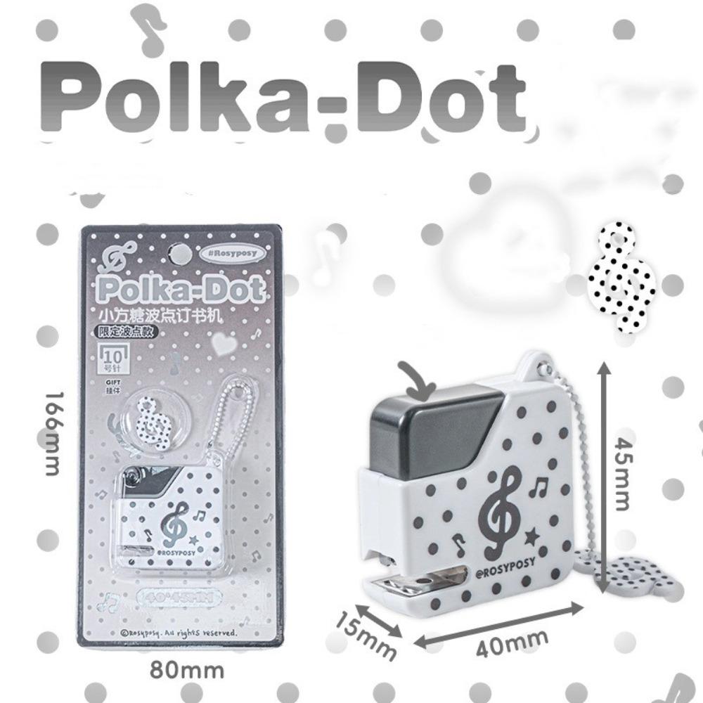 

Polka Dot Paper Stapler With 40pcs No.10 Staples Manual Binding Tool Portable Bookbinding Machine