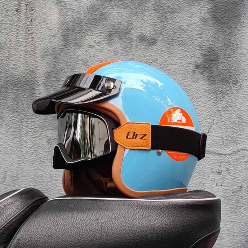 Retro Semi-open Motorcycle Helmet Cross-country Motorcycle Accessories Motorcycle Helmet 3/4 Retro Helmet In Winter