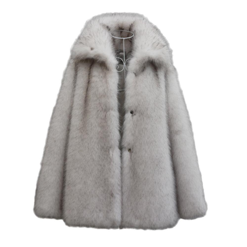 Winter Warm Fur Jacket Imitation Fox Hair Medium and Long Lapel Coat Thick Windproof Fur Trench Coat