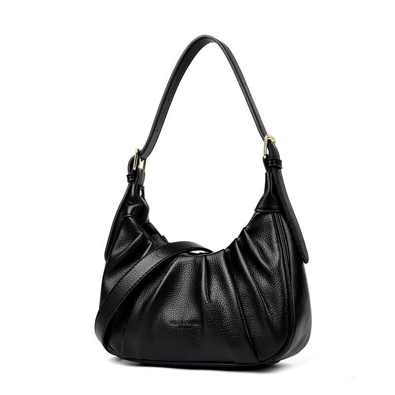 Minimally Designed Women's Shoulder Bag - Solid Color Pleated Handbag Fashionable Crossbody Bag Suitable for Daily Use and Shopping