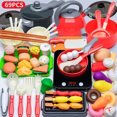 Children'S Play Kitchen Toy Set Cutting Vegetables Cooking Rice Cutting Fruits Male and Female Simulation Kitchen Utensils