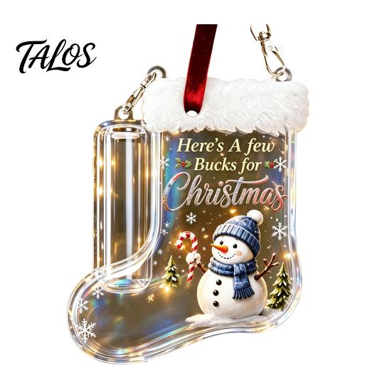 Personalized Cash Gift Holder Christmas Stocking Money Holder, Clear Clip Ornament for Tree Festive Box Hanging Decor, Transparent Bill Display
