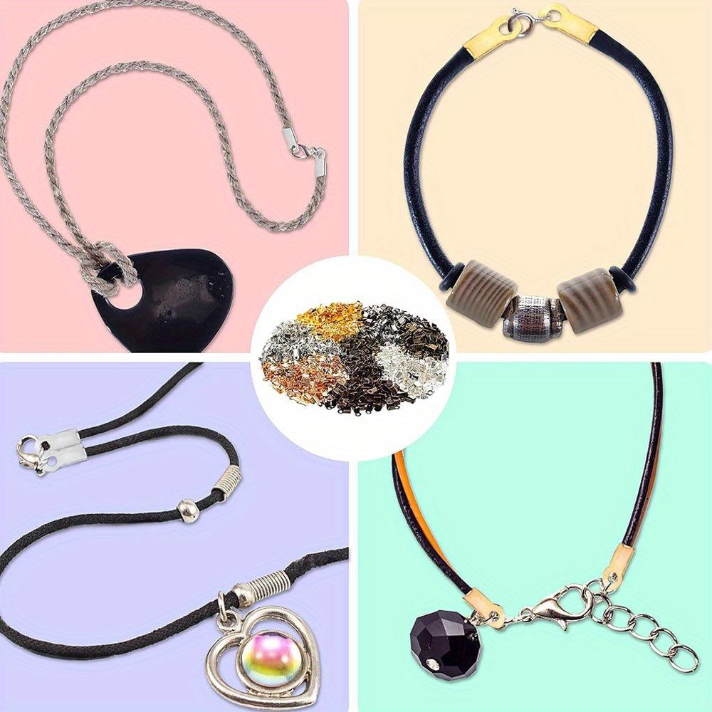 300/500/1000pcs Folding Rope Head, Rope Crimping End, Folding End Cover, Leather Ribbon End Buckle, Tip Jewelry Connector DIY for Jewelry Making