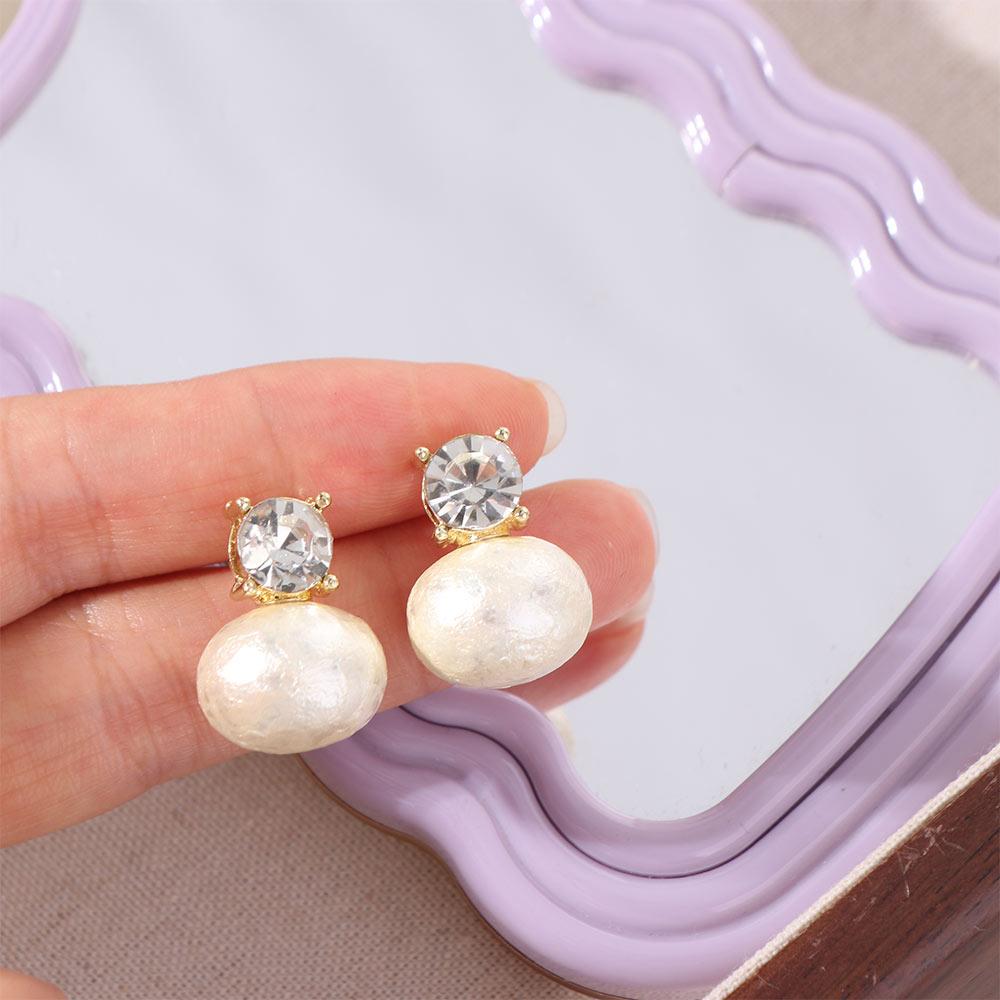 Boucles d'oreilles Clous Perles Luxe Léger Boucles d'oreilles pendantes Cristal Élégantes Zircon Tempérament Clous Fête