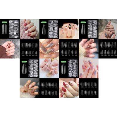 Almond Square Artificial Nails Tips Full Cover Nail Tips Kits Press On Nails