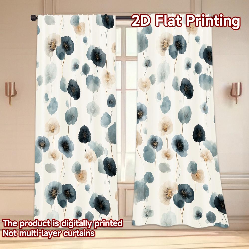 Flat Printing Curtains Without Rod Floral Leaf Design April Fools Is Day Holiday Prints Sheer Set Of 2 Made Polyester