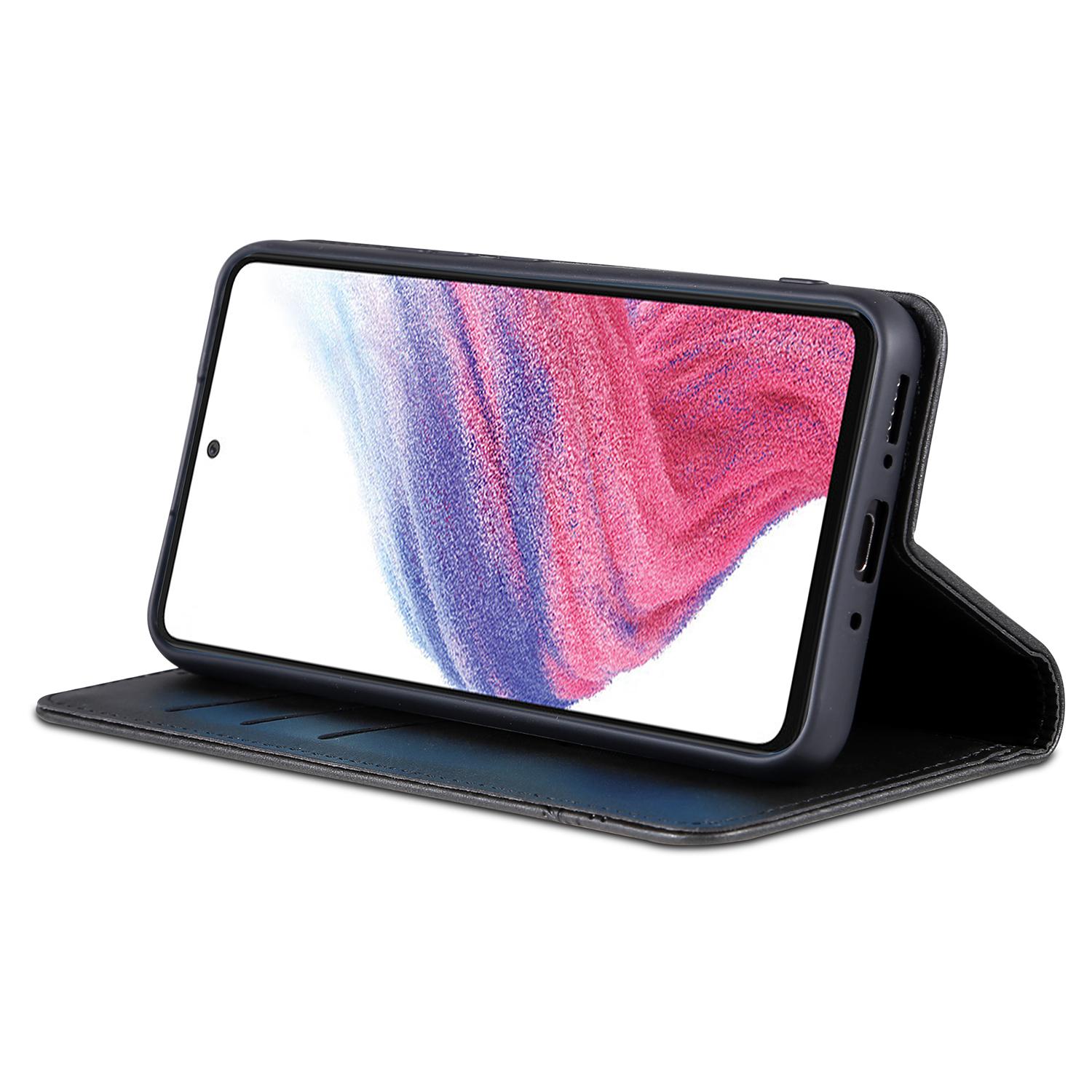 

AZNS For Samsung Galaxy A55 5G PU Leather Case Magnetic Phone Cover Wallet Black