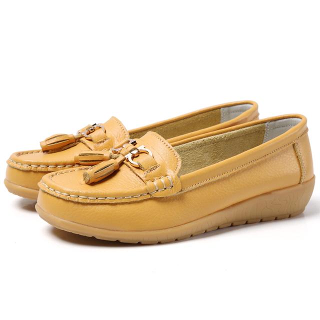 Shoes Women Big Size 44 Loafers Genuine Leather Casual Shoes Flat Comfortable Walking Shoes Slip On Moccasin Shoes Trend Sneaker