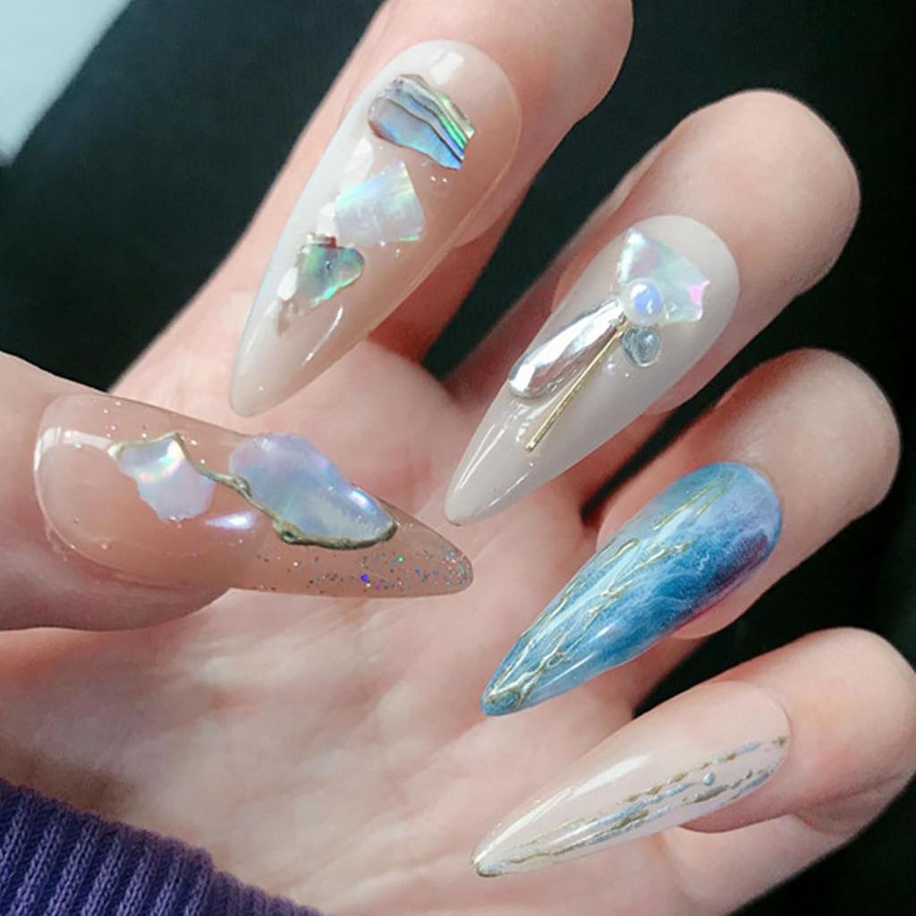 Abalone Shell Flakes for Nail Art,Mixed Size 3D Abalone Shell Fragments,Colorful Irregular Abalone Seashell Slices Nail Glitter Manicure DIY Accessory