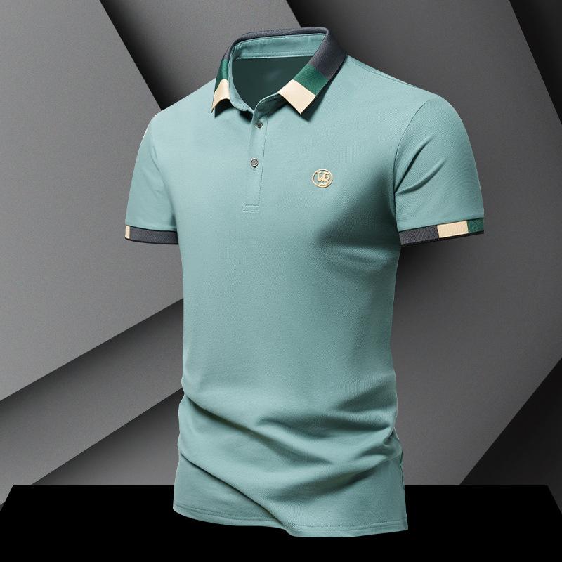 

Мужская рубашка-поло в европейском и американском стиле, футболка с короткими рукавами, мужская летняя рубашка с лацканами, рубашка с половиной рукавов XXXL