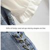 Damen One-Shoulder Puffärmel Denim Patchwork A-Linien Kleid - Sommer 2026 Taillenbetonend Schlanker Stil