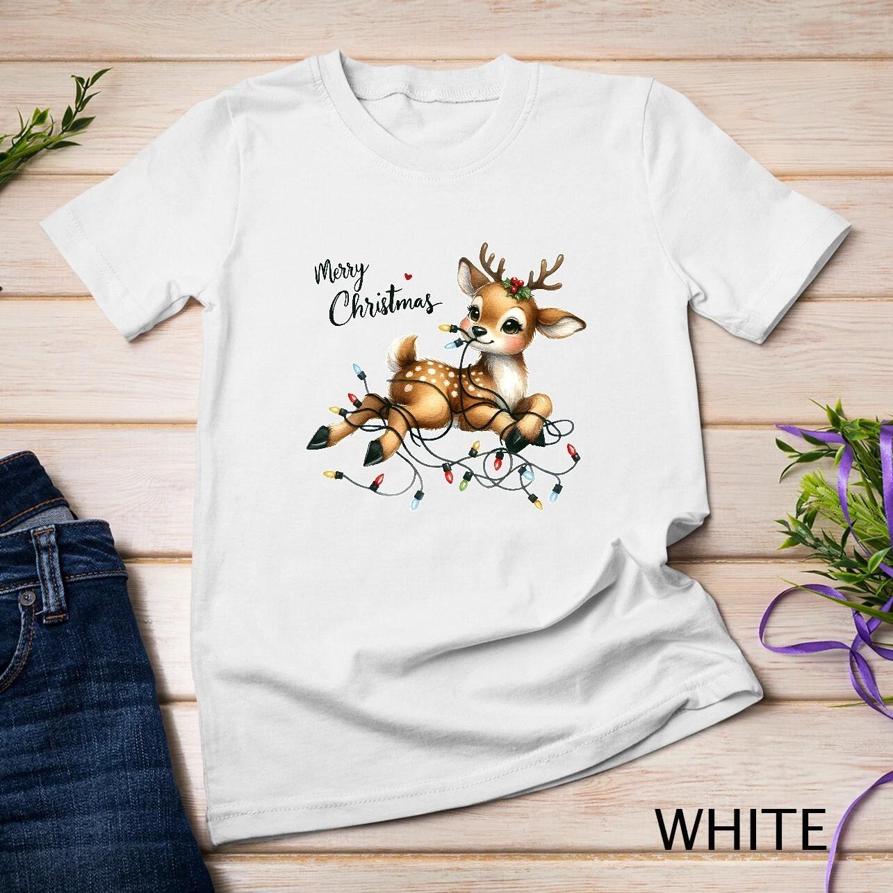 Festive Reindeer - Christmas Tree #2 Funny Christmas Shirt Unisex T-shirt S