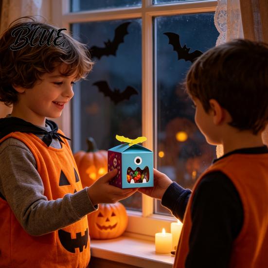 Cookie Packaging Containers Cute Halloween Treat Boxes Party Candy Boxes for Goodie Snack Foldable Cardboard Gift Packaging Small Container