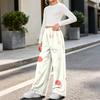Girls' Flannel Printed Pants, Warm Loose Fit Casual Trousers for Fall and Winter