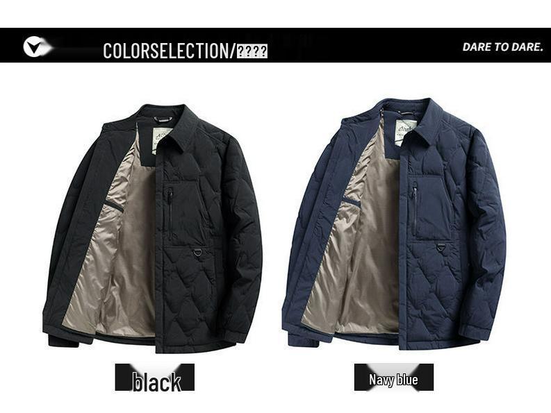 Men's Lightweight Lapel Duck Down Quilted Jacket