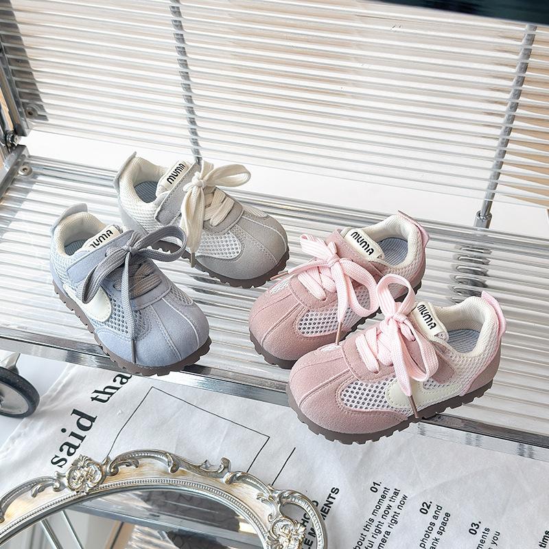 Retro single net children's baby German training shoes alphabet boys and girls casual board shoes 2025 spring and summer small middle school children'