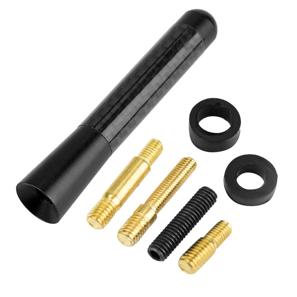 3 Carbon Fiber Screw Radio Short Antenna Aerial for Universal Car Modification (Black)