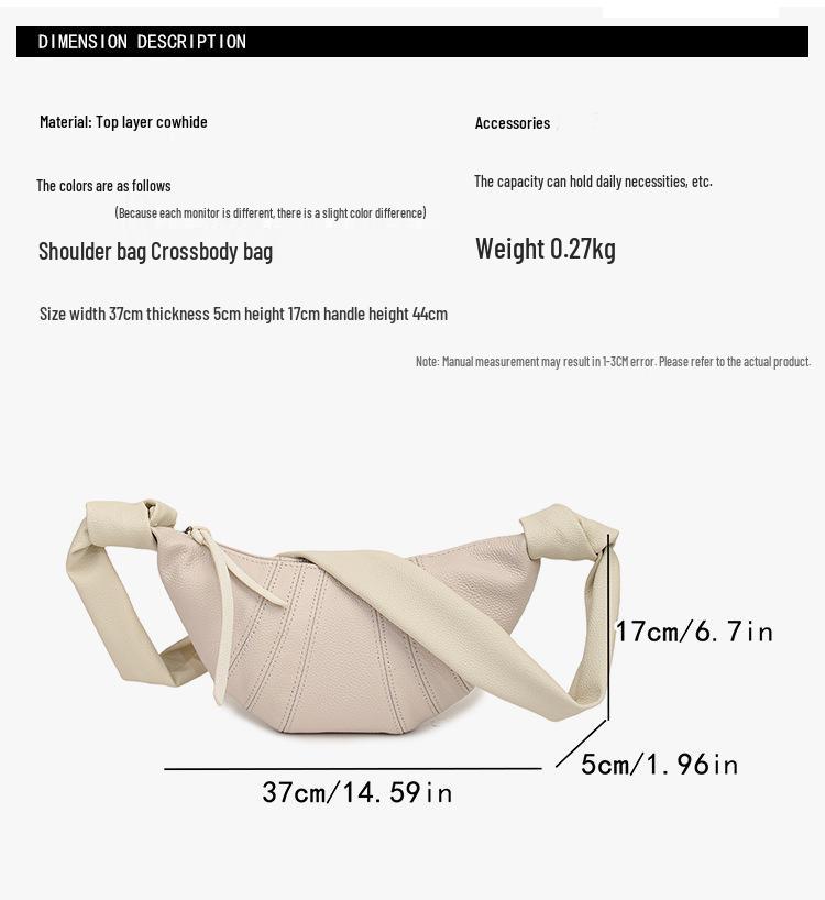 Women's Genuine Leather French Croissant Crossbody Bag – Versatile and High-End Design