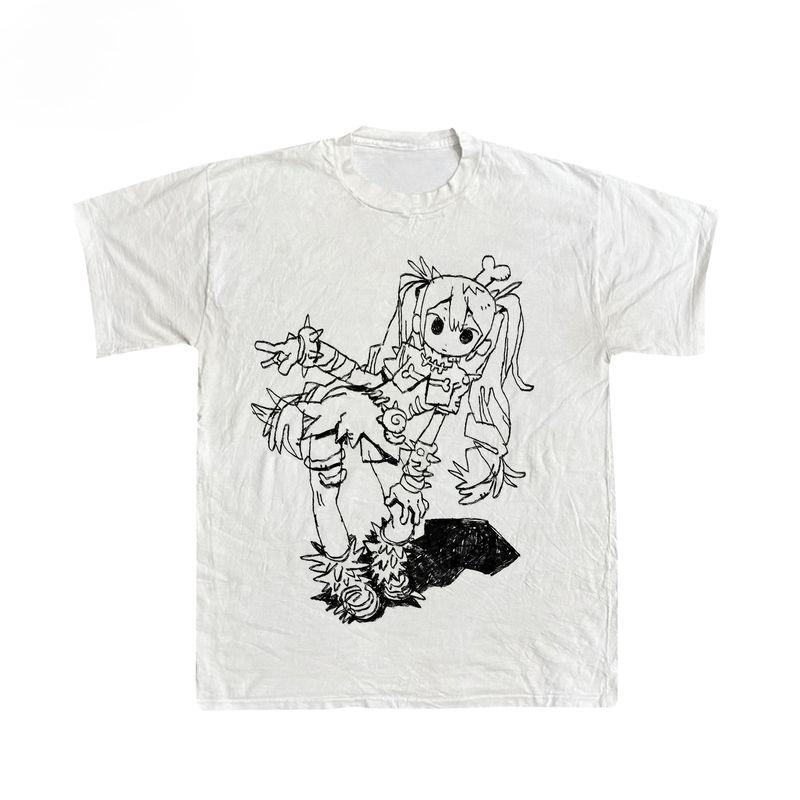 

Японская женская укороченная одежда в стиле гранж Y2k 2000-х годов Топы Футболка для женщин Y2k Девушка Графические футболки Женская одежда Харадзюку 4XL