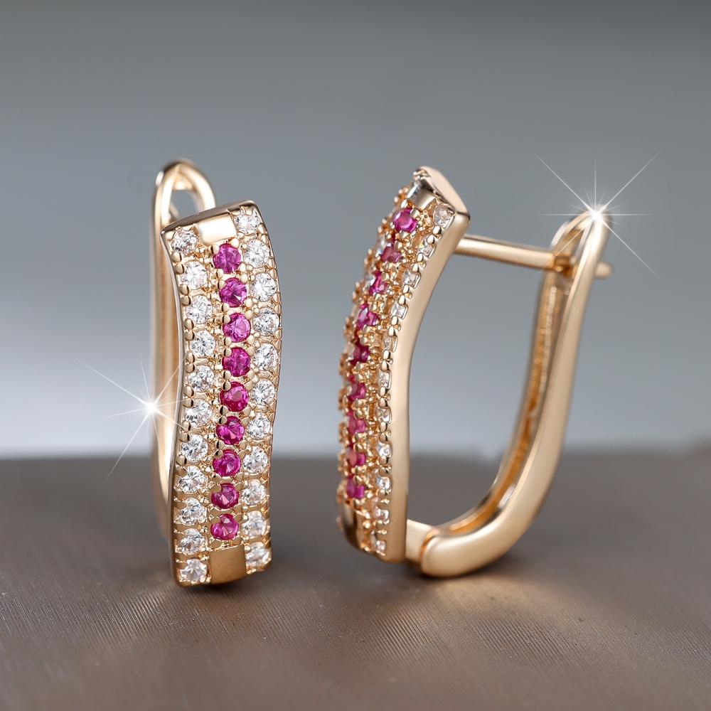 Exquisite White and Black Zircon Hoop Earrings for Women Golden Wedding Party Fashion Jewelry Gifts